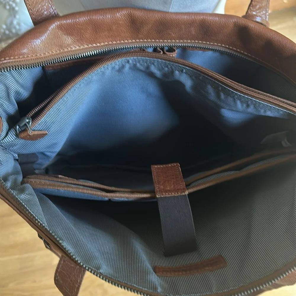 SPIKES & SPARROW COGNAC LEATHER LAPTOP BAG
